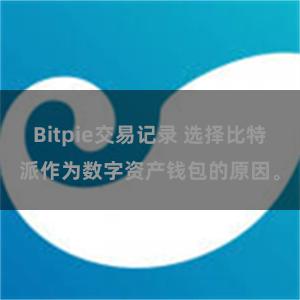 Bitpie交易记录 选择比特派作为数字资产钱包的原因。