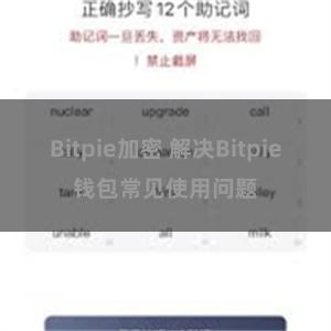 Bitpie加密 解决Bitpie钱包常见使用问题