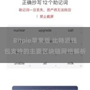 Bitpie苹果版 比特派钱包支持的主要区块链网络解析