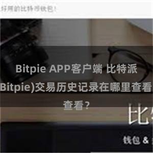 Bitpie APP客户端 比特派(Bitpie)交易历史记录在哪里查看？